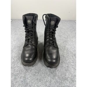 Harley-Davidson Womens 88011 Black Leather Lace Up Side Zip Motorcycle Boots 8.5